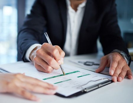 People go over paperwork